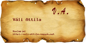 Váli Attila névjegykártya